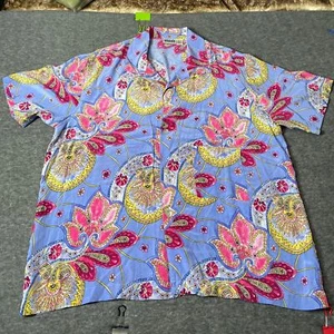 Chico's Design 100% silk Blouse chico's size 3 (XL) Blue Pink Floral Paisley - Picture 1 of 7