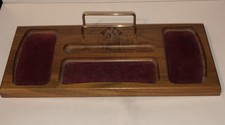 Vtg Wood Men’s Valet Watch Caddy Organizer Coat Of Arms Shield Lions Medieval
