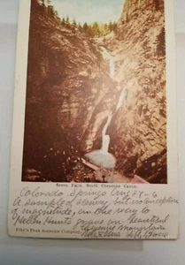 Ben Franklin 1 Cent Used Stamp 1906 on postcard Seven Falls Colorado - Picture 1 of 8