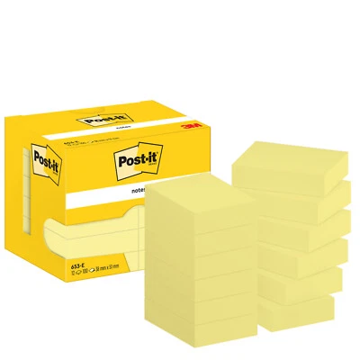 12x 100 Post-it 3M Haftnotizen 653E notes gelb Postit Klebezettel 38 x 51 mm - Bild 1 von 4