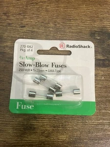 Slow-Blow 3/4-Amp 250 Volt GMA-Type Glass Fuses 5x20mm 0.75 Amps 3/4A 250V 4/PK - Picture 1 of 2