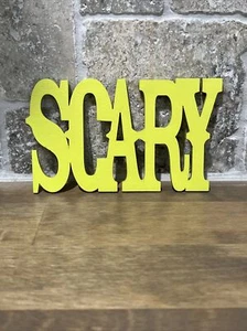 Halloween wood Painted Plaque SCARY New 5” X 3” - Picture 1 of 2