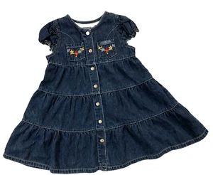 Vintage Oshkosh girls blue jean short sleeve dress 4T - Picture 1 of 6