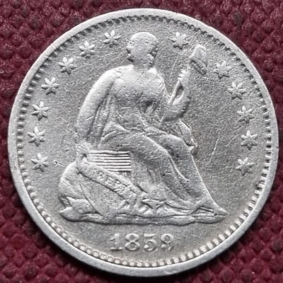 Media moneda de diez centavos O Seated Liberty 1859 5c mejor grado en estado bastante bueno - detalles XF #84892 Foto 1 de 2
