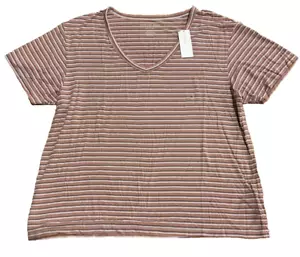 NWT American Eagle Womens Soft & Sexy V-Neck Striped T-Shirt - M - Picture 1 of 4