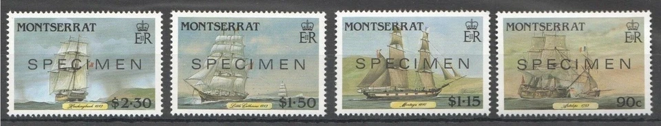 123. MONTSERRAT 1986 SET/4 STAMPS SAILING SHIPS OVERPRINT "SPECIMEN" . MNH - Image 1 of 1
