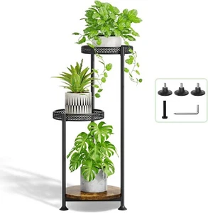 Plant Stand Indoor Outdoor Clearance, 3 Tier Metal Corner Stands black - Picture 1 of 3