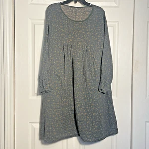 Vestido Mordenmiss Mujer Extra Grande Azul Floral Algodón Gasa Lagenlook Plisado - Imagen 1 de 13
