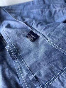 Ralph Lauren Chambray Lenzuolo Piatto Doppio Tinta Unita Blu Denim Cotone - Foto 1 di 8