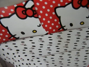 HELLO KITTY POLKA DOT RED WHITE BLACK 4 PIECE FULL SHEET SET NEW IN PACKAGE - Picture 1 of 5