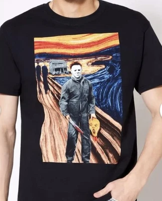 万圣节 Michael Myers 衬衫男式中号尖叫表达艺术恐怖 T 恤新品 — 第 1/4 张图片