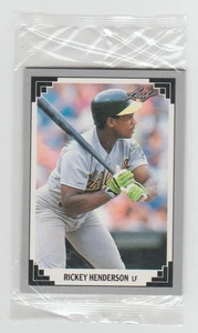 Donruss Leaf 1991 vista previa paquete sellado 4 cartas Rickey Henderson en la parte superior + Fielder - Imagen 1 de 2
