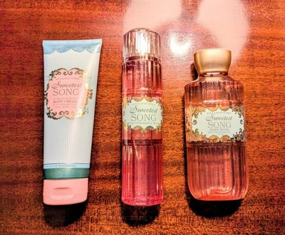 Bath and Body Works SWEETEST SONG 3pc Set. Fragrance Mist, Cream & Body Wash  - Image 1 of 4