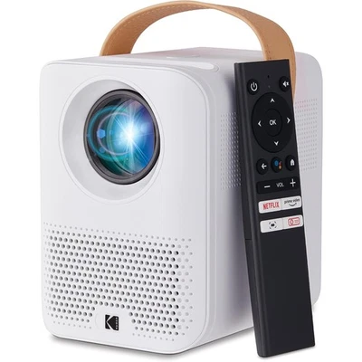 Kodak FLIK HD9 Smart Projector, Portable Movie Projector with Android TV - White - Image 1 of 4