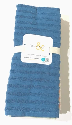 NUEVO CON ETIQUETAS JUEGO DE 5 toallas de cocina de tomillo y salvia textura a rayas multicolor 16X26" Foto 1 de 4