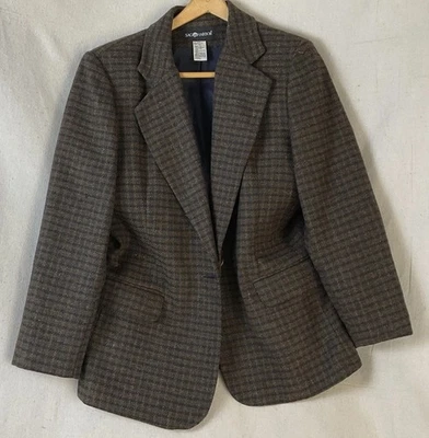 Blazer feminino Sag Harbor Herringbone tamanho 10 jaqueta de mistura de lã - Imagem 1 de 3
