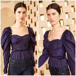 Ulla Johnson Mia Blouse Romantic Plum Purple Ruffled Peplum NWOT 10 $399 - Picture 1 of 5