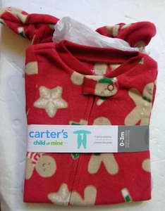 *NWT* Carter's Child of Mine 1-Piece Gingerbread Themed Pajamas - Size: 0-3m - Picture 1 of 4