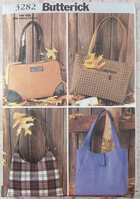 BUTTERICK 3282 Sew Pattern UNCUT Handbag Purse 4 designs Strap Lined Compartment - Image 1 of 4