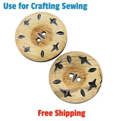 Lot of 2 Handmade Real Bovine Buttons Around the World Horn Crafting Sewing Set - Image 1 of 4
