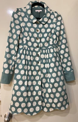 Raro Vestido Abrigo BETSY JOHNSON Poka Dot Aqua Talla 6 (Funciona Pequeño) Foto 1 de 4