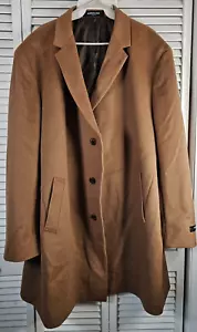 Kenneth Cole New York Mens Long Over Coat 3 Button 52R Brown - Picture 1 of 17