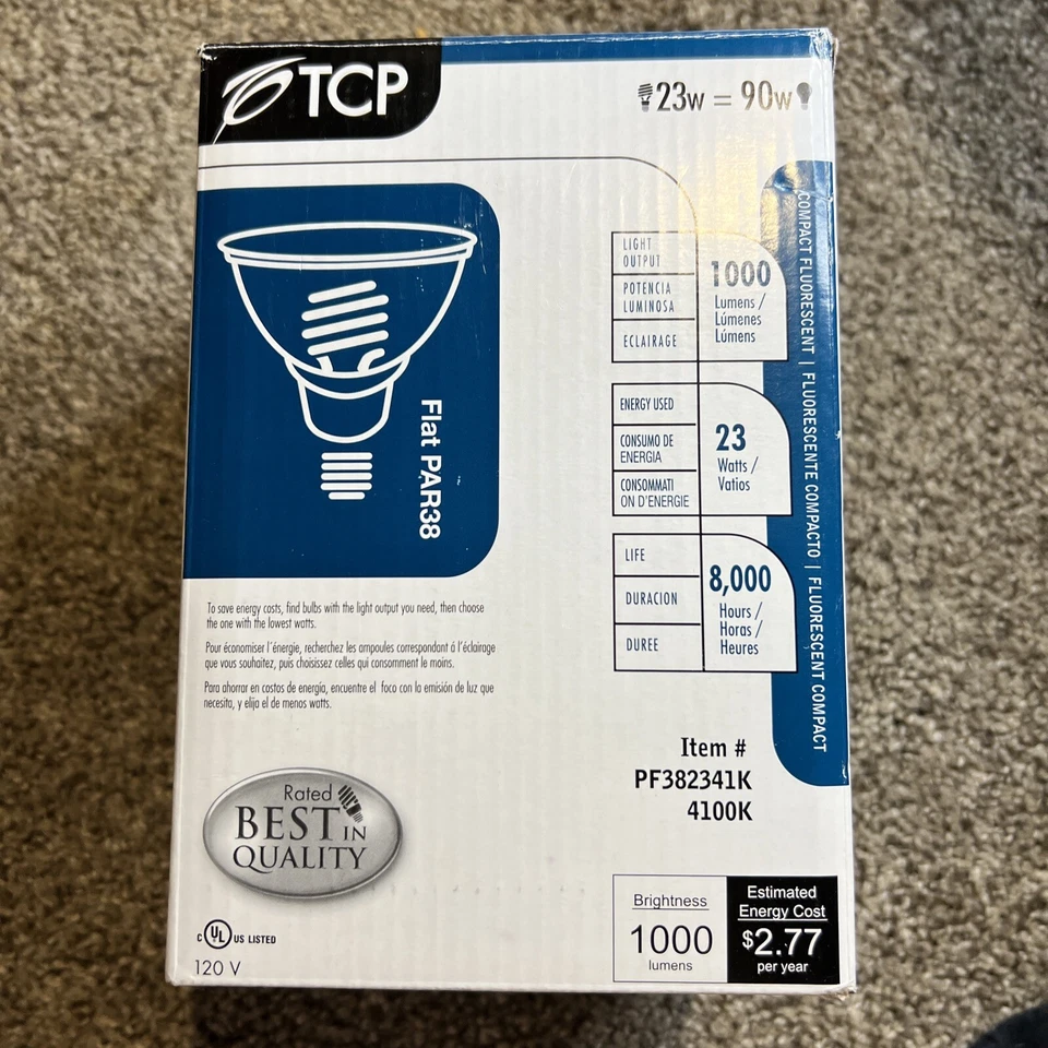 NEW TCP 90W Equivalent PAR38 Med Base Fluorescent Light Bulb - Image 1 of 4
