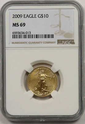 2009 American Gold Eagle $10 Quarter Ounce MS 69 NGC 1/4 oz - Image 1 of 4