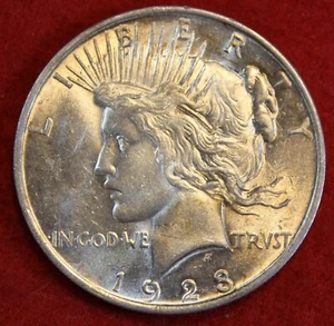 1923-P Peace Dollar 90% Silver Coin High Grade Toning PE307 - Picture 1 of 2