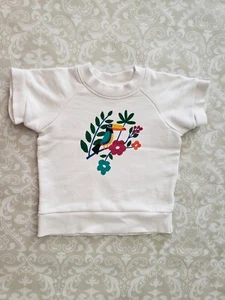 Hanna Andersson 100 4 Girl White Sweatshirt Tropical Flower Toucan Bird - Picture 1 of 4