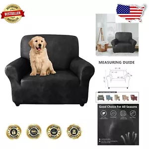 Soft Washable Couch Cover - Stylish Sofa Protector for Pets & Kids in Dark Grey - Picture 1 of 9