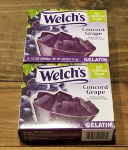 Welch's CONCORD GRAPE Jello Gelatin Dessert 3.99 oz Box NEW - 2 PACK - Picture 1 of 4