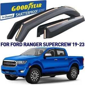 Deflectores de ventana lateral protectores de lluvia para Ford Ranger SuperCrew 19-23 INROMPIBLES - Imagen 1 de 7