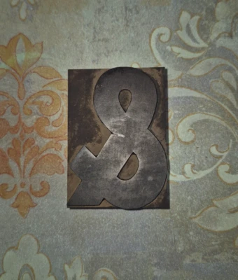 Bloque de 3" impresoras tipo madera y ampersand original de colección Foto 1 de 4