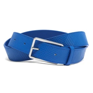 (NO CUSTOMS TAX) BOTTEGA VENETA cobalt blue debossed leather belt Size 100 / 38 - Picture 1 of 9