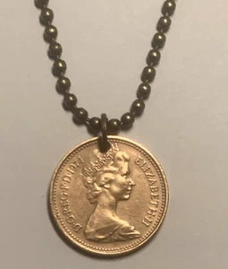 1974 UK Great Britain Penny Coin Pendant London British. Great Gift 🎁 - Picture 1 of 4