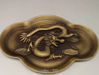 Asia China antique Qianlong rare brass Dragon Brush washing - Image 1 of 4