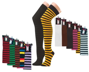 Overknees For Teenagers And Ladies, Cotton Solid, Striped - Picture 1 of 7