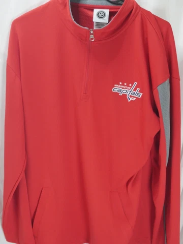 Washington Capitals Mens Large Red 1/4 Zip Pullover Sweatshirt Reebok NHL Cover