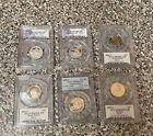 Lot of 6 Pcgs, Graded Washington Quarters Mixed Dates- 90% Silver