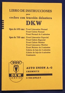 Oryginalna broszura Libro Instrukcja obsługi para coches con traccion DKW 1939 sf - Zdjęcie 1 z 5