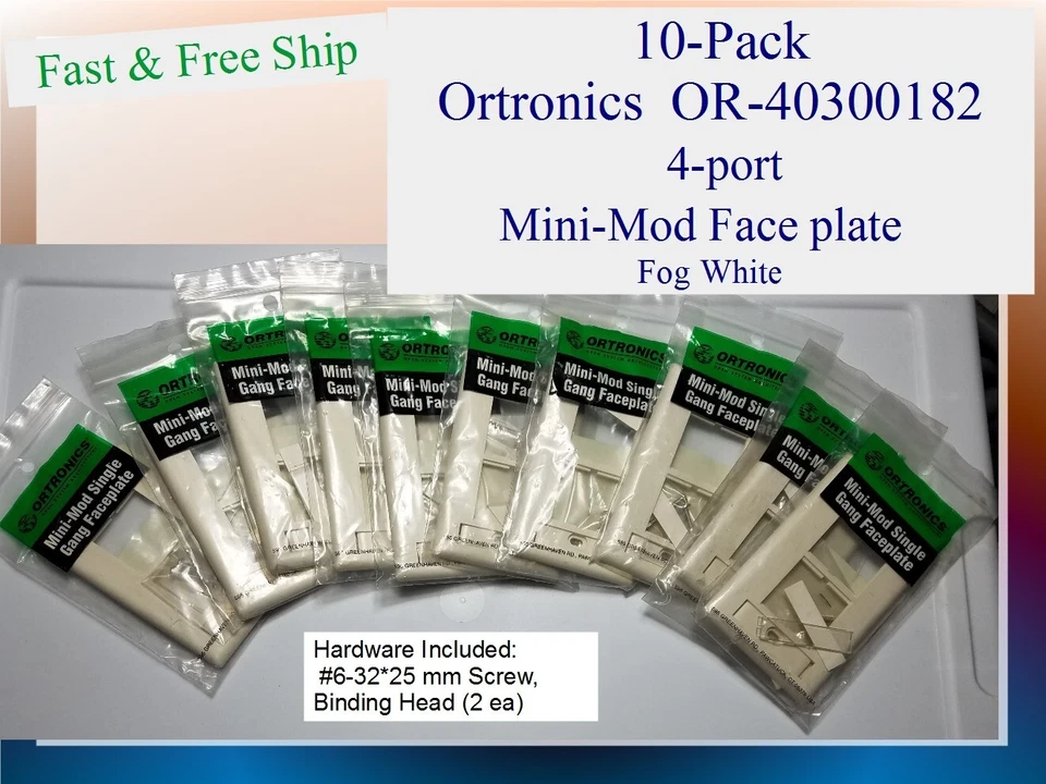 10-Pack  Ortronics Single Gang Mini-Mod Faceplate  Fog White - Image 1 of 4