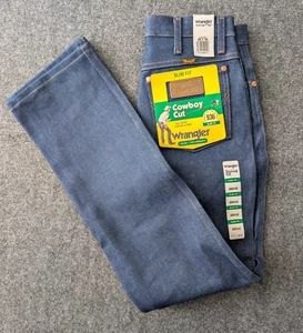 Wrangler Cowboy Cut Jeans Mens Size 28W 32L Blue Rigid Indigo Boot Cut Slim Fit - Picture 1 of 15