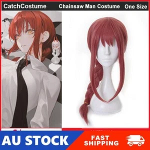 Anime Chainsaw Man Makima Long Pink Red Cosplay Braids Wigs Halloween Party Hair - Picture 1 of 8