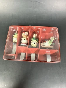 Noble Excellence Snowmates  Butter Spreaders Set of 4 Christmas 5in X 1.5 in - Picture 1 of 4
