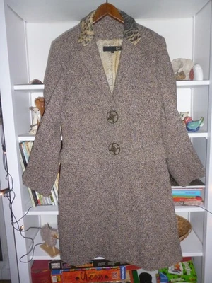 Just Cavalli wunderschöner Wollmantel Gr 38 beige bunt Seidenfutter Weihnachten - Bild 1 von 4