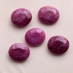 Geometric Reds~Set 5 Pcs Natural Ruby 12mmx10mm Oval Cut Huge Loose Gemstone Lot - Picture 1 of 9