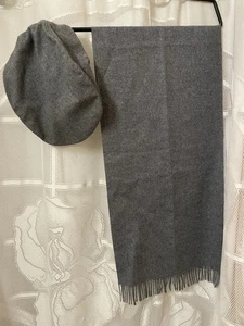 Vintage Pendleton 100 % Schurwolle grau Schal Fransen & Mütze Mütze Set Posten gebraucht, in einwandfreiem Zustand - Bild 1 von 4