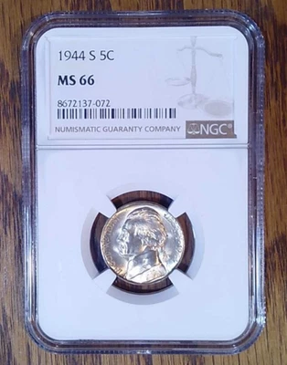 1944-S Jefferson Silver War Nickel NGC MS66 (072) - Image 1 of 2