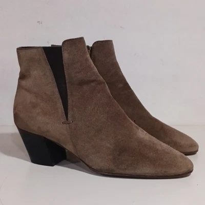 Botín Chelsea Aquatalia Faylynn Marrón Gamuza Cuero Mujer Talla 8.5 Tacón  Foto 1 de 4